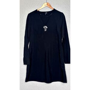 Vero Moda Long Sleeve black dress pearl bow detail large